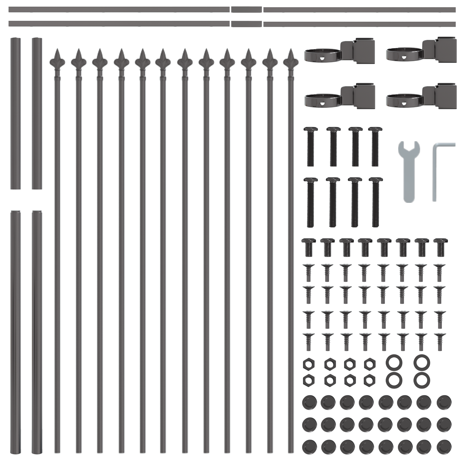 Recinzione da Giardino con Punta a Lancia - Grigio, 6,8 x 1,2 m, Acciaio