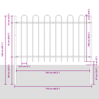 Recinzione da Giardino  con Punta a Ombrello Grigia 6,8x1 m in Acciaio