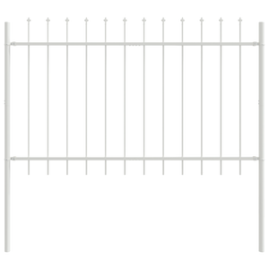 Recinzione da Giardino con Punta a Lancia - Bianco, 6.8 x 1.2 m, Acciaio