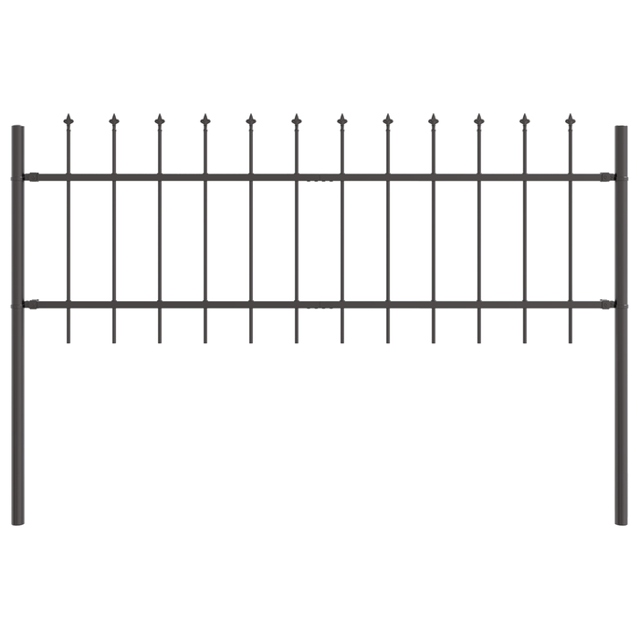 Recinzione da Giardino  con Punta a Lancia Grigia 8,5x0,6 m in Acciaio