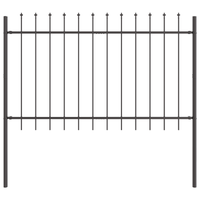 Recinzione da giardino  con punta a lancia grigia 8,5x0,8 m in acciaio