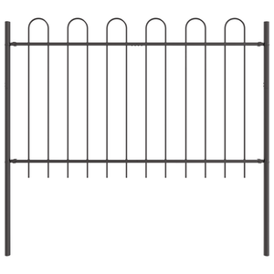 Recinzione da Giardino  con Parte Superiore ad Anello Grigia 10,2x1 m in Acciaio