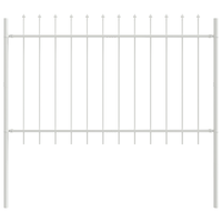 Recinzione da Giardino  con Punta a Lancia Bianca 10,2x0,8 m in Acciaio