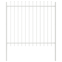 Recinzione per Giardino  con Punta a Lancia Bianca 10,2x1,5 m in Acciaio