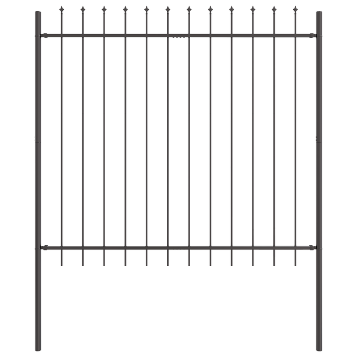 Recinzione da Giardino  con Punta a Lancia Grigia 11,9x1,5 m in Acciaio