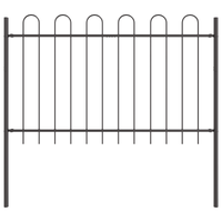 Recinzione per Giardino  con Parte Superiore a Arco Grigia 11,9x1 m in Acciaio