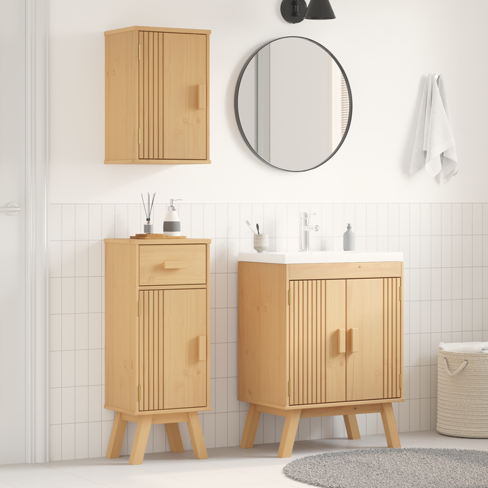 Set di mobili da bagno in pino da 3 pezzi