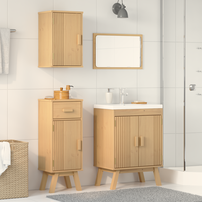 Set di mobili da bagno in pino da 3 pezzi