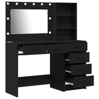 Set da toeletta a 2 pezzi con LED in legno ingegnerizzato nero