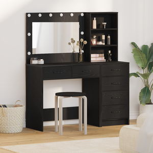 Set da toeletta a 2 pezzi con LED in legno ingegnerizzato nero