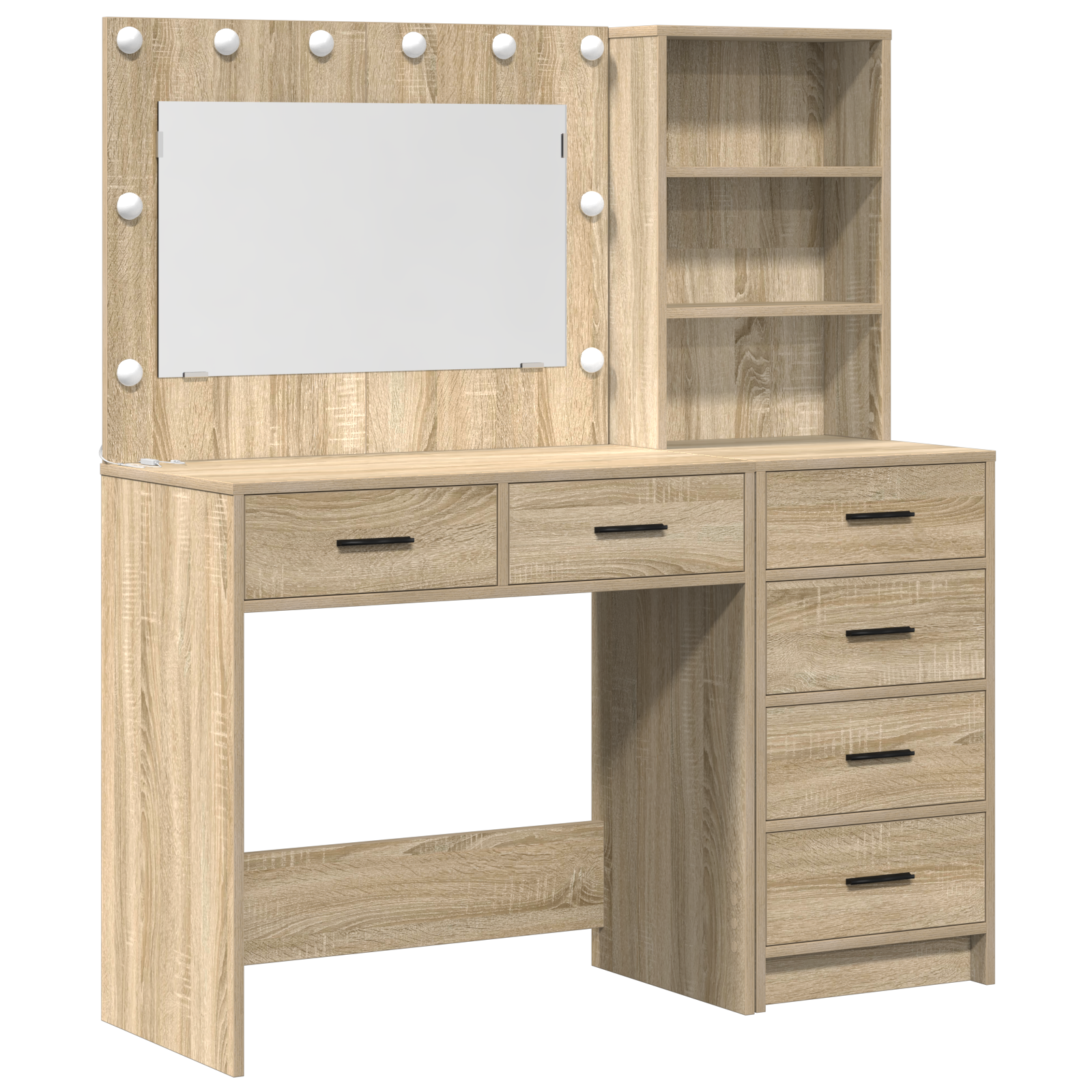 Set di Toeletta da 2 Pezzi con LED in Rovere Sonoma in Legno Ingegnerizzato
