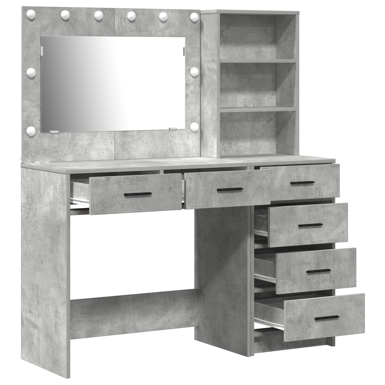 Set di Toeletta a 2 Pezzi con LED in Legno Ingegnerizzato Grigio