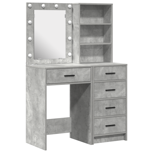 Set di 2 Pezzi di Vanity con LED Grigio Cemento in Legno Ingegnerizzato