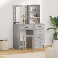 Set di 2 Pezzi di Vanity con LED Grigio Cemento in Legno Ingegnerizzato