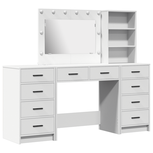 Set da toeletta 3 pezzi  con LED in legno bianco