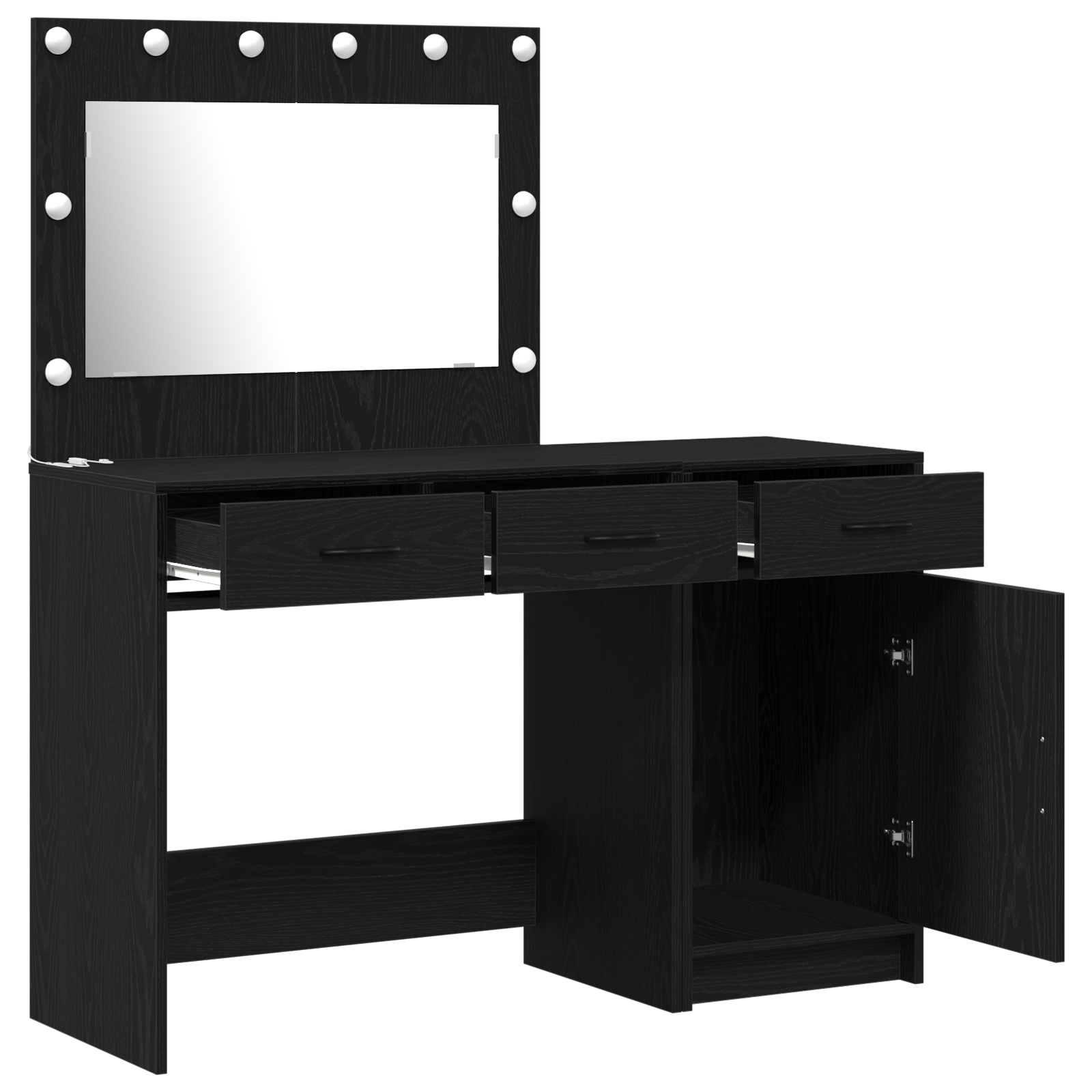 Set di 2 Tavoli da Trucco con LED in Legno Nero