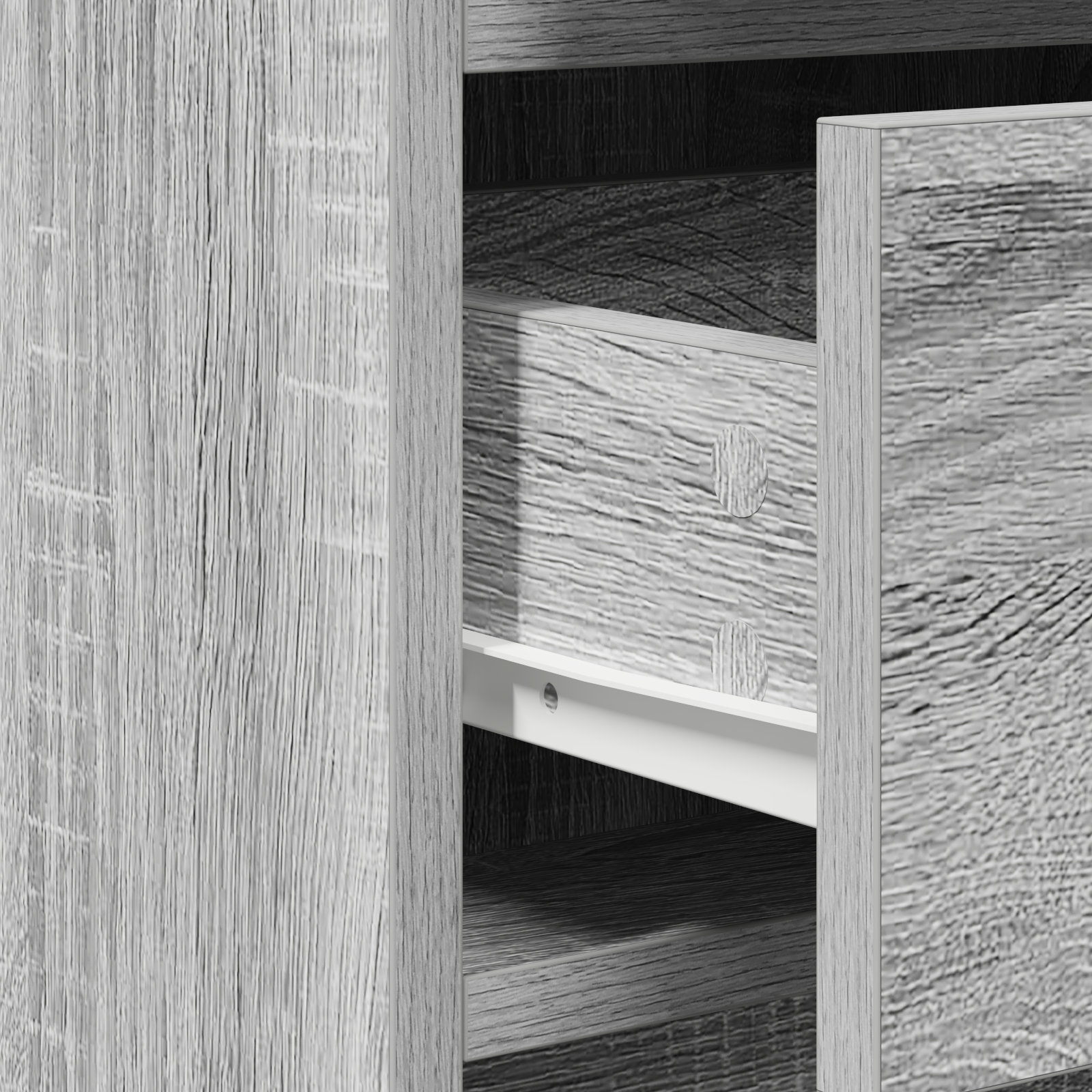 Set da 2 Pezzi per Tavolo da Trucco con LED Grigio in Legno Ingegnerizzato