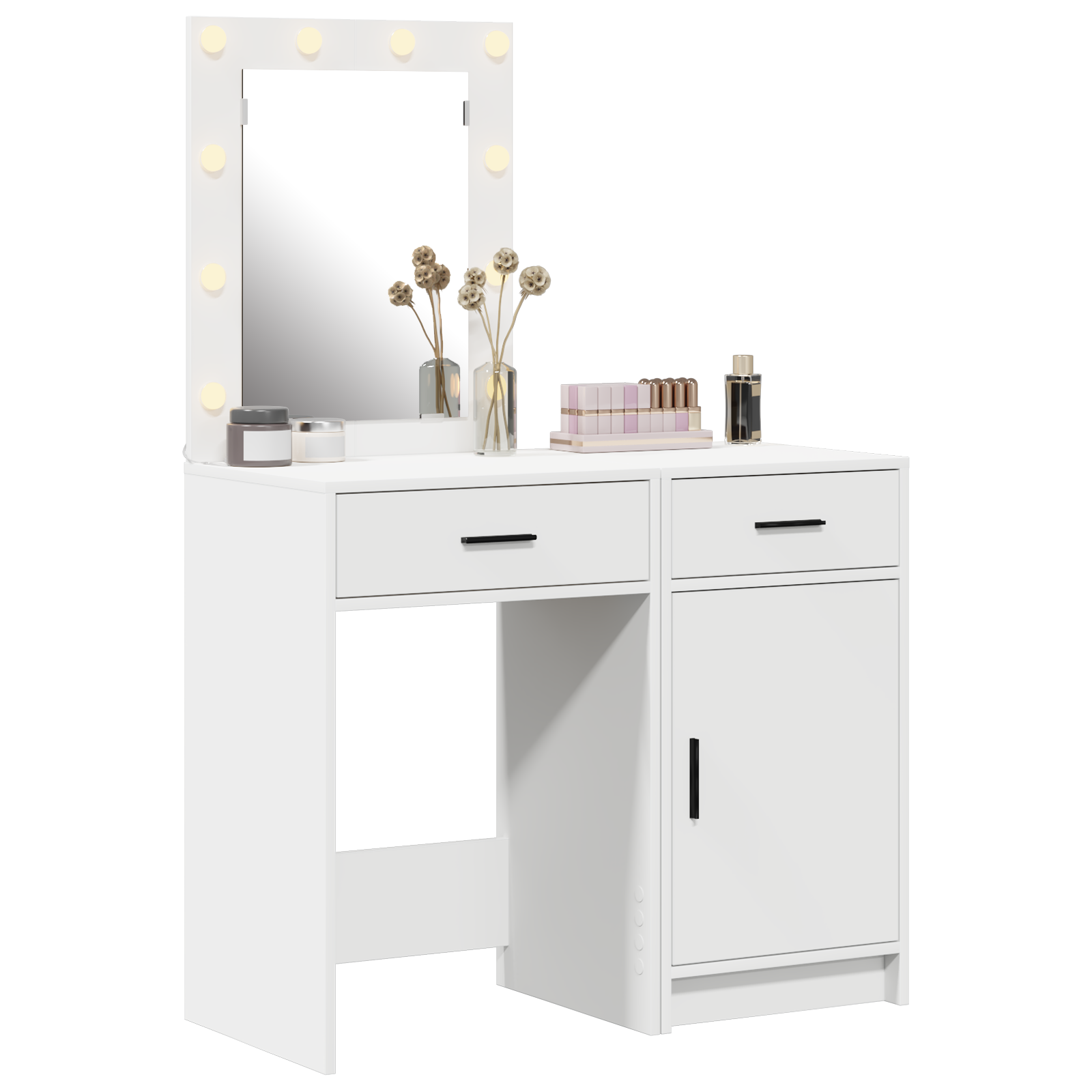 Set da toeletta 2 pezzi con LED in legno ingegnerizzato bianco
