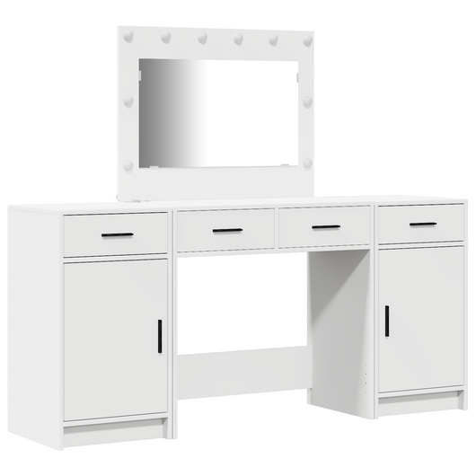 Set toeletta 3 pezzi con LED, legno ingegnerizzato bianco