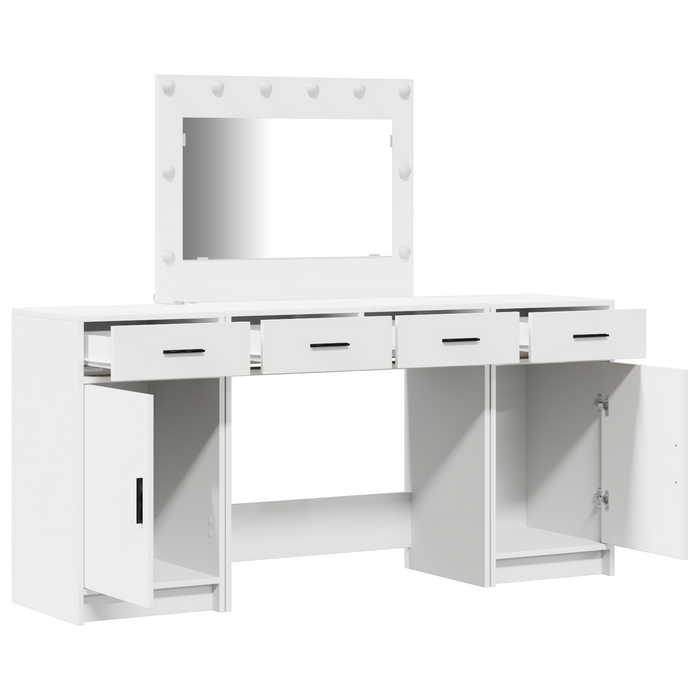 Set toeletta 3 pezzi con LED, legno ingegnerizzato bianco