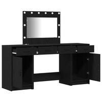 Set da Toeletta in 3 Pezzi con LED in Legno Nero