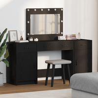 Set da Toeletta in 3 Pezzi con LED in Legno Nero