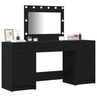Set da Toeletta in 3 Pezzi con LED in Legno Nero