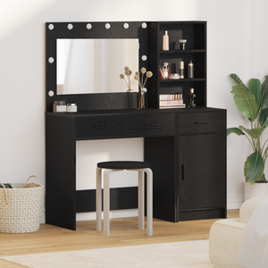 Set di 2 Pezzi per Toeletta con LED in Legno Ingegnerizzato Nero
