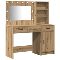 Set di vanity a 2 pezzi con LED in legno ingegnerizzato rovere
