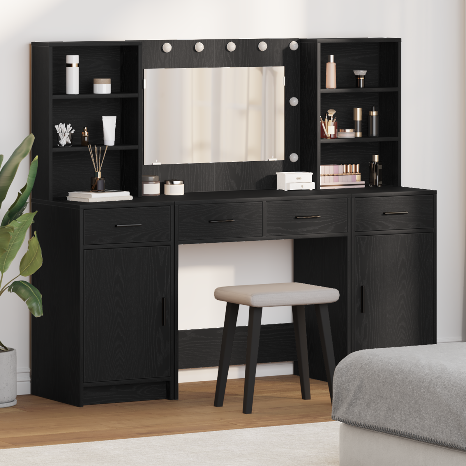 Set da trucco 3 pezzi  in legno ingegnerizzato nero