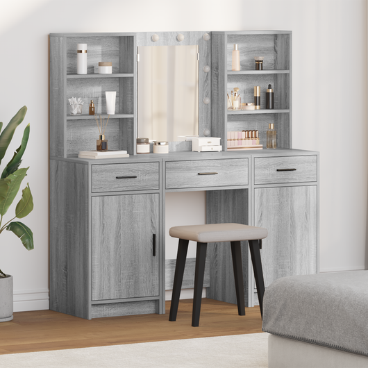 Set scrittoio a 3 pezzi  Grigio in legno ingegnerizzato