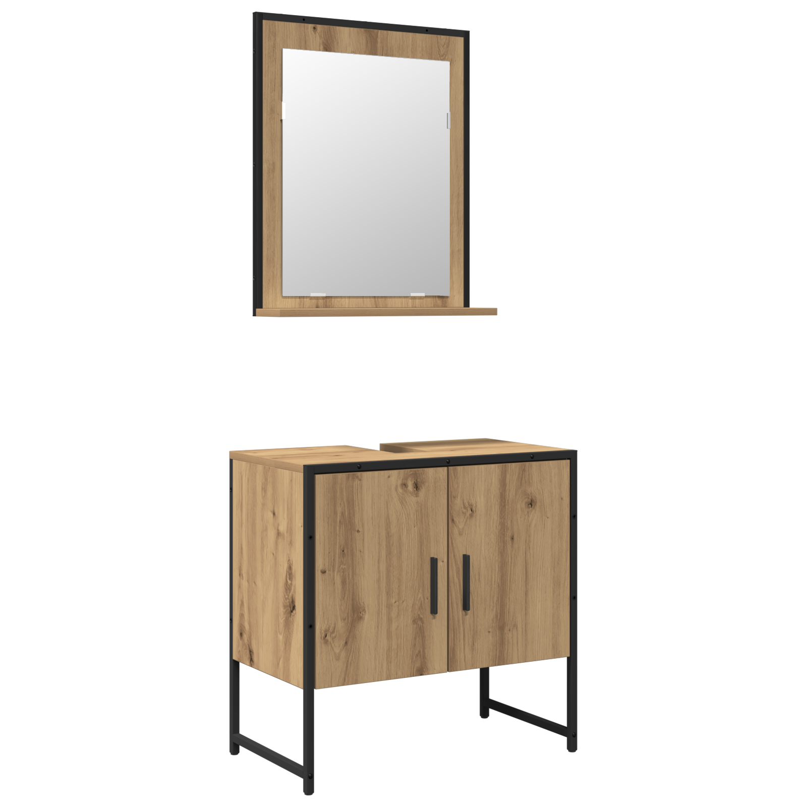 Set di mobile da bagno a 2 pezzi in legno ingegnerizzato rovere artisan