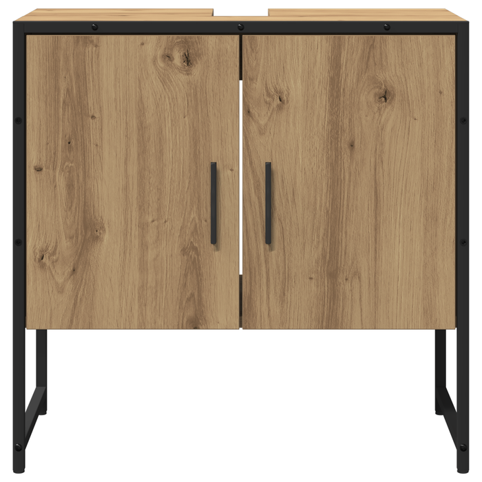 Set di mobile da bagno a 2 pezzi in legno ingegnerizzato rovere artisan