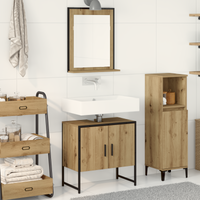 Set di mobile da bagno a 2 pezzi in legno ingegnerizzato rovere artisan