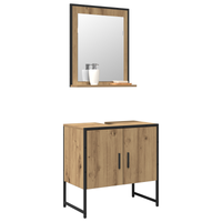 Set di mobile da bagno a 2 pezzi in legno ingegnerizzato rovere artisan