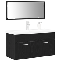 Set di Mobili da Bagno 3 Pezzi in Rovere Nero Legno Ingegnerizzato