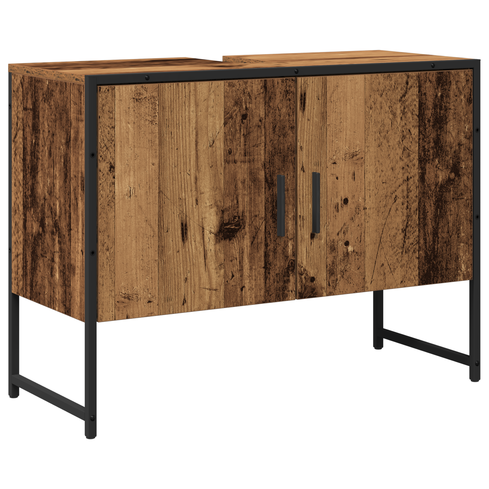 Set di mobili da bagno 2 pezzi in legno vecchio e legno ingegnerizzato