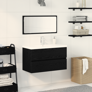 Set di Mobili da Bagno 3 Pezzi Rovere Nero