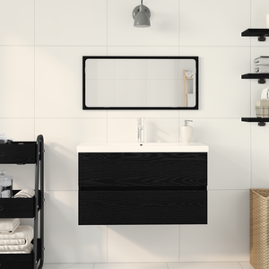 Set di Mobili da Bagno 3 Pezzi Rovere Nero