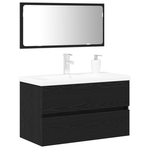 Set di Mobili da Bagno 3 Pezzi Rovere Nero