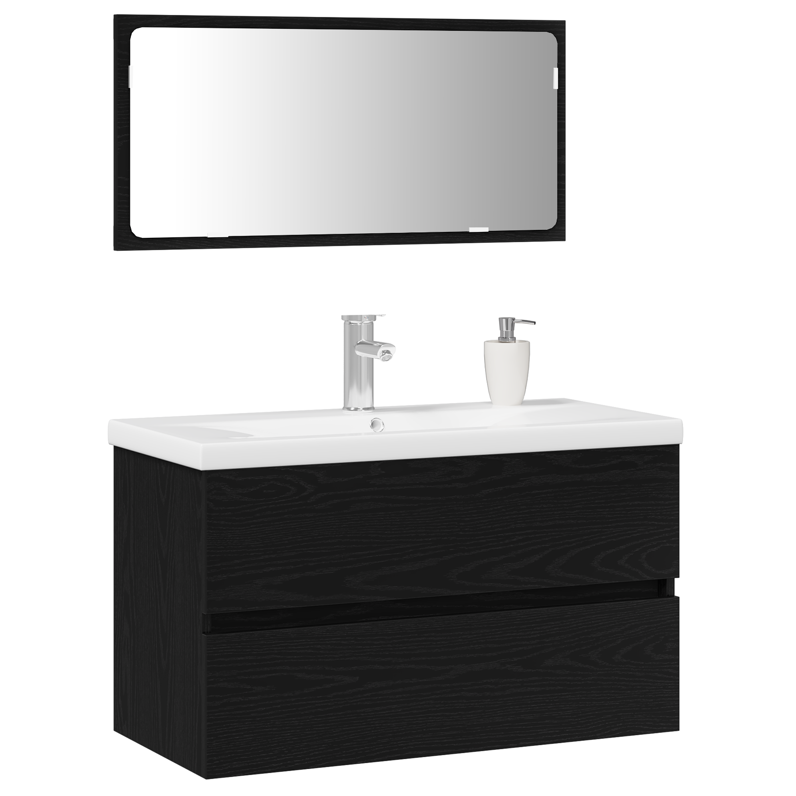 Set di Mobili da Bagno  Rovere Nero Legno ingegnerizzato