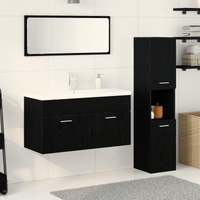 Set di mobili per bagno in 4 pezzi in legno ingegnerizzato effetto rovere nero