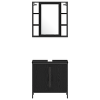 Armadio Lavabo  Rovere Nero 60x30x60 cm Legno Ingegnerizzato