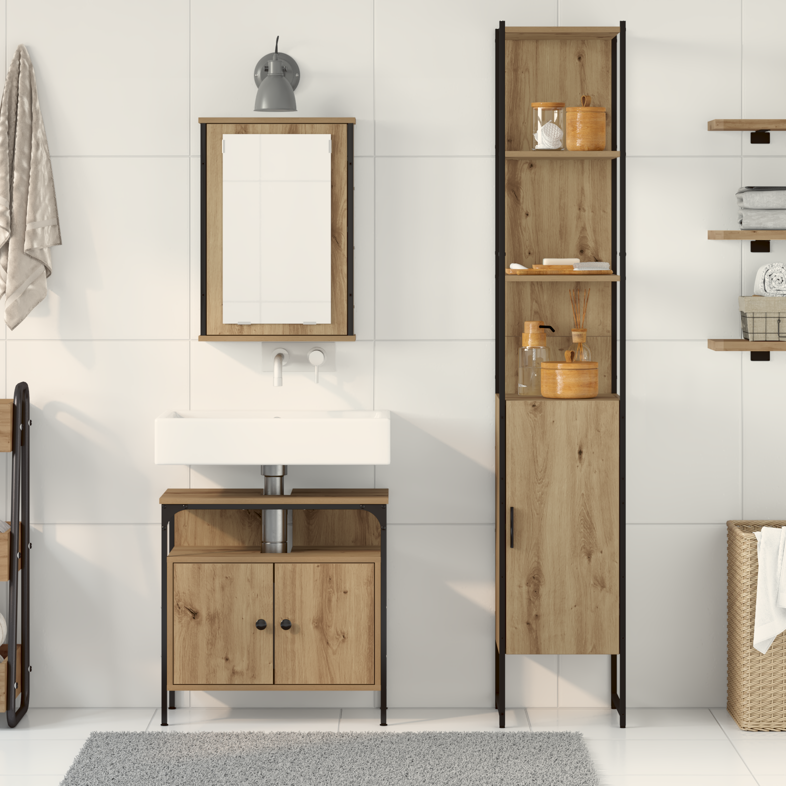 Set trucco 3 pezzi  in legno ingegnerizzato rovere marrone