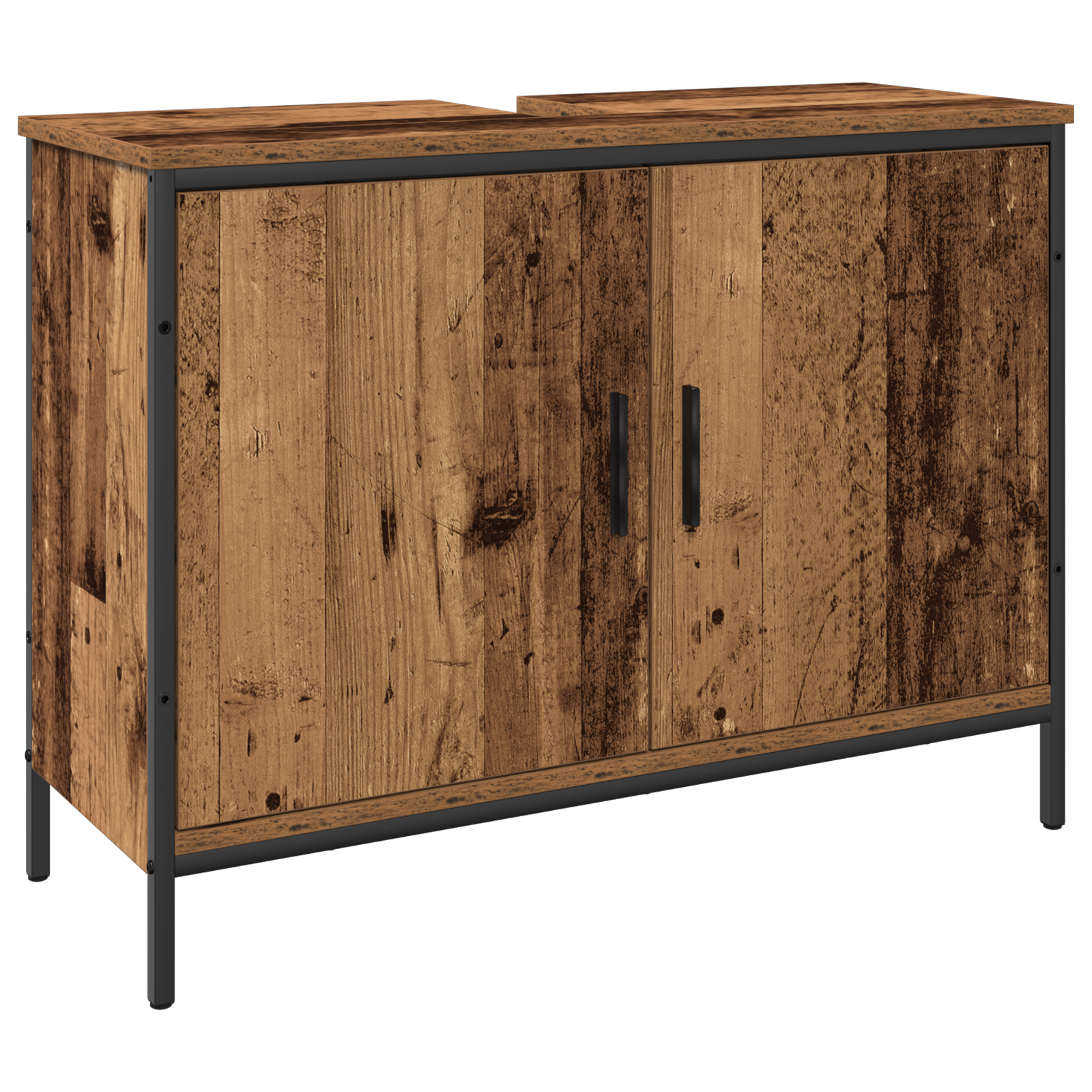 Set di mobili da bagno 4 pezzi - Legno vecchio - Legno ingegnerizzato