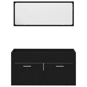 Set da bagno 5 pezzi in rovere nero legno ingegnerizzato