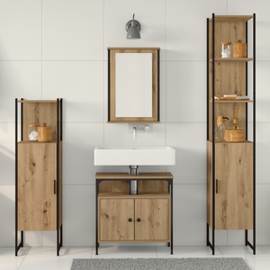 Set Mobili Bagno 4 Pezzi Rovere Artigianale Legno Ingegnerizzato