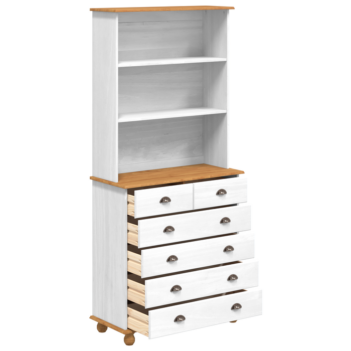 Vetrina  ASKIM Bianca 91x40x199.5 cm Legno Massello di Pino