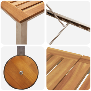 Lettini da Sole 2 pz con Tavolo in Legno Massello di Acacia