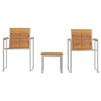 Lettino Prendisole con Sedie da Giardino 3 pz Legno Massello di Teak